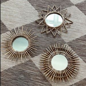Urban Outfitters Rattan Mirrors Set of 3